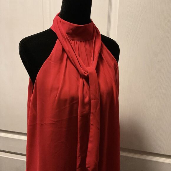Express Women’s Tie Neck Halter Sleeveless Top Size Medium Red - Picture 4 of 9